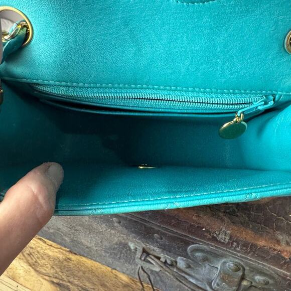 Chanel Teal Mini Rectangular Lambskin Chain Shoulder Bag Series 7 2002-03 GHW - Picture 8 of 12